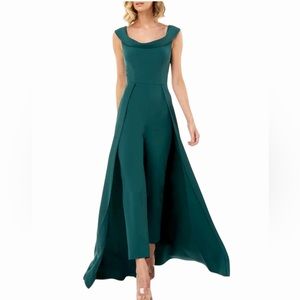 Kay Unger New York walk through Jumpsuit, size 16, hunters green